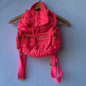 Juicy Couture neon pink hot pink small puffer backpack purse